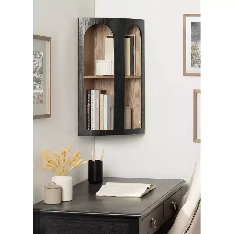 Kate & Laurel All Things Decor 16" Elloree Corner Shelf Natural/Black