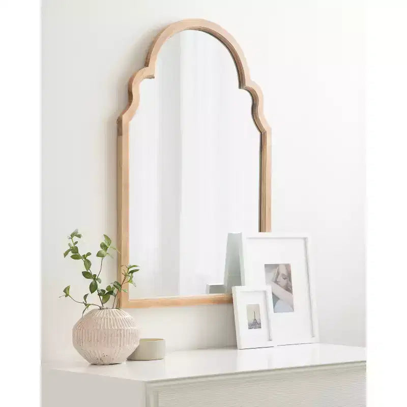 Kate & Laurel All Things Decor 24"x36" Hogan Arch Framed Mirror Natural