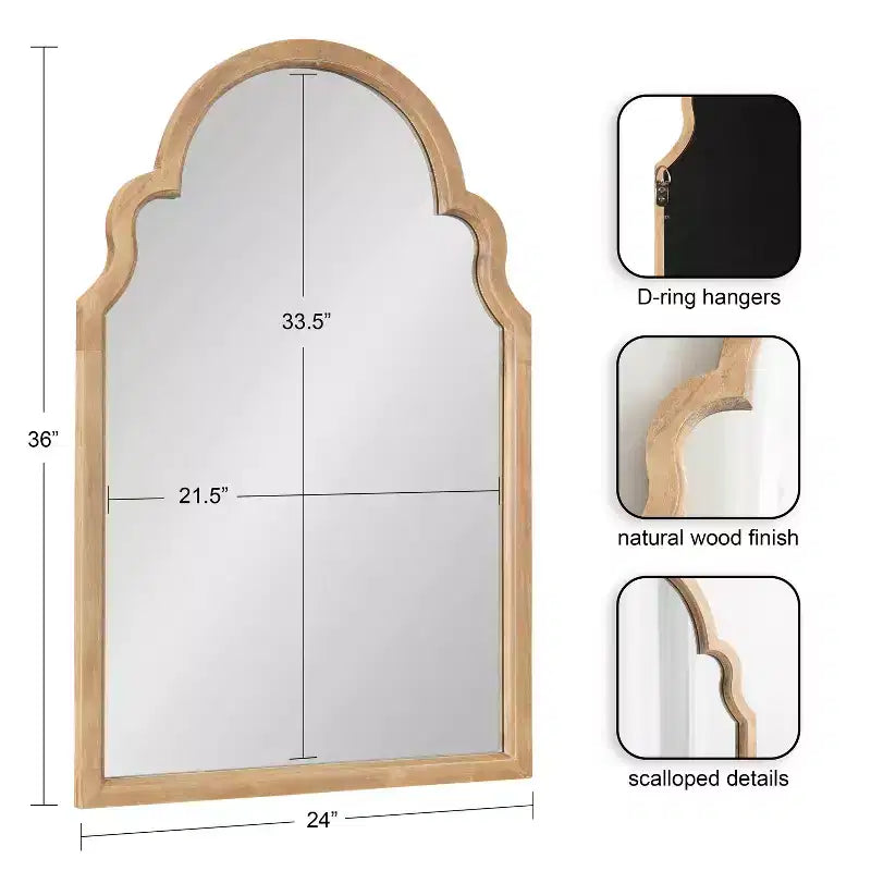 Kate & Laurel All Things Decor 24"x36" Hogan Arch Framed Mirror Natural