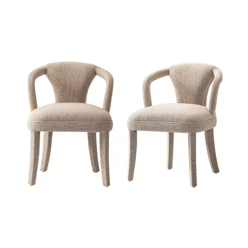 Manhattan Comfort Set of 2 Palmer Modern Tweed Upholstered Dining Armchairs Gold Dust