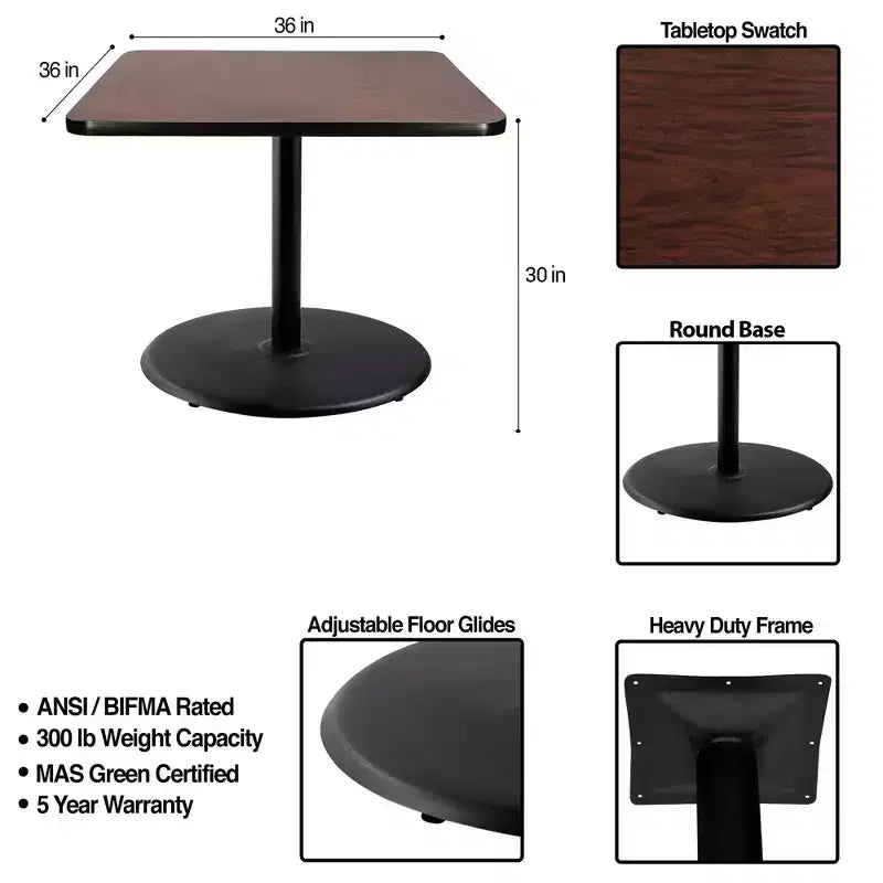 Hampden Furnishings 30" Bennet Collection Square Dining Table Black/Mahogany