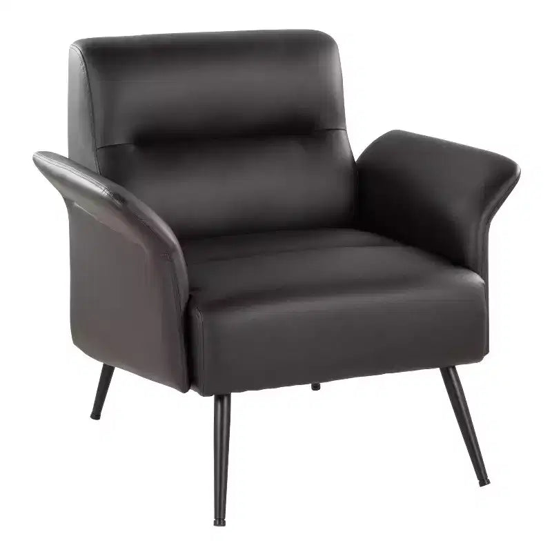 LumiSource Petal Accent Chair Black Metal/Espresso PU