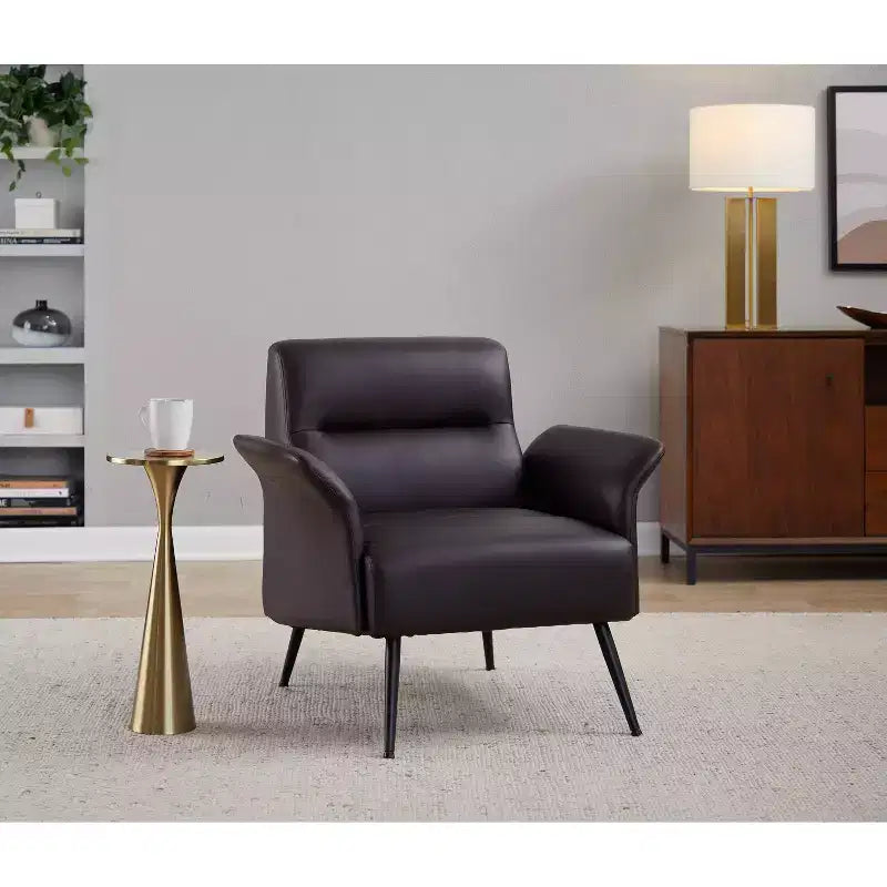 LumiSource Petal Accent Chair Black Metal/Espresso PU