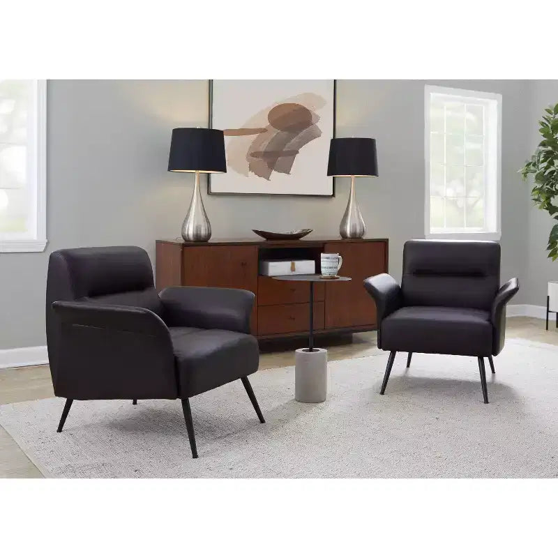 LumiSource Petal Accent Chair Black Metal/Espresso PU