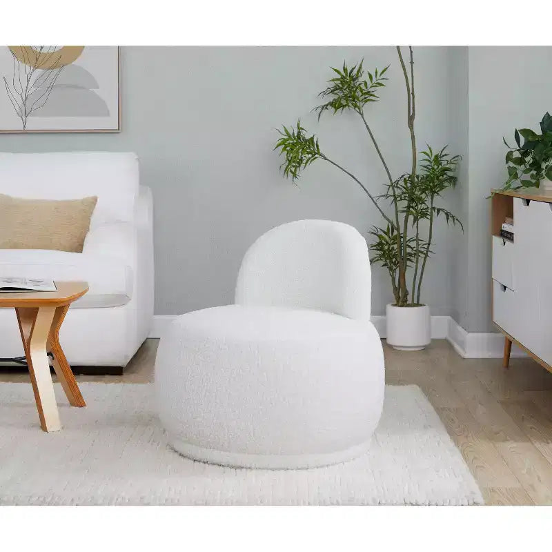 LumiSource Kimi Faux Shearling Accent Chair White