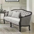 64" Samael Sofa Gray Linen, Dark Brown Finish, Carved Wood - Acme Furniture: Vintage French Design, No Assembly Required