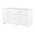 South Shore Fusion 6 Drawer Double Dresser Pure White: Anti-Tip Anchoring, Laminated Finish, Particle Board Frame