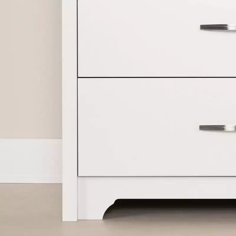 South Shore Fusion 6 Drawer Double Dresser Pure White: Anti-Tip Anchoring, Laminated Finish, Particle Board Frame