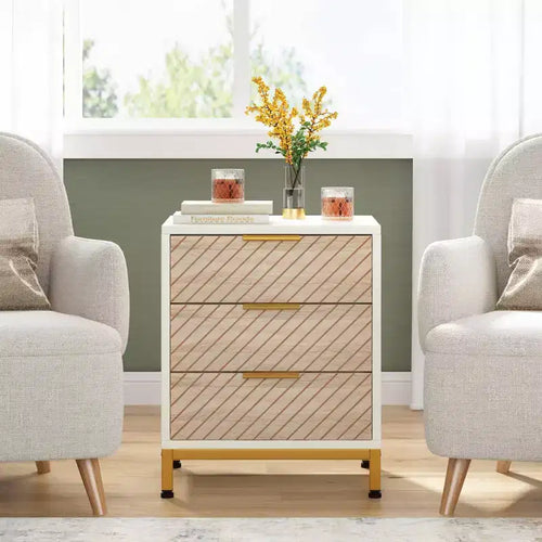 LITTLE TREE 3 Drawer Nightstand Wood Grain White/Wood