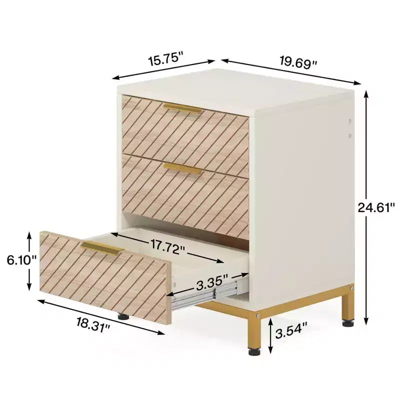 LITTLE TREE 3 Drawer Nightstand Wood Grain White/Wood