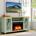 Festivo Farmhouse 62" TV Stand for TVs up to 70" with Fireplace Green