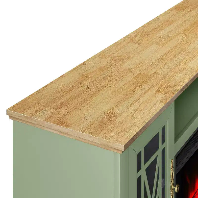 Festivo Farmhouse 62" TV Stand for TVs up to 70" with Fireplace Green