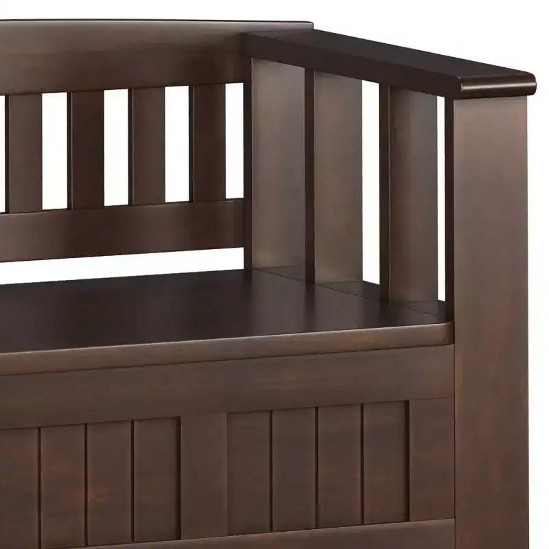 WyndenHall 48" Normandy Transitional Solid Wood Entryway Storage Bench with Shelf Brunette Brown: Foyer Bench, Shoe Organizer