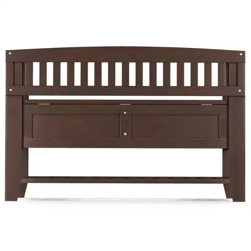 WyndenHall 48" Normandy Transitional Solid Wood Entryway Storage Bench with Shelf Brunette Brown: Foyer Bench, Shoe Organizer