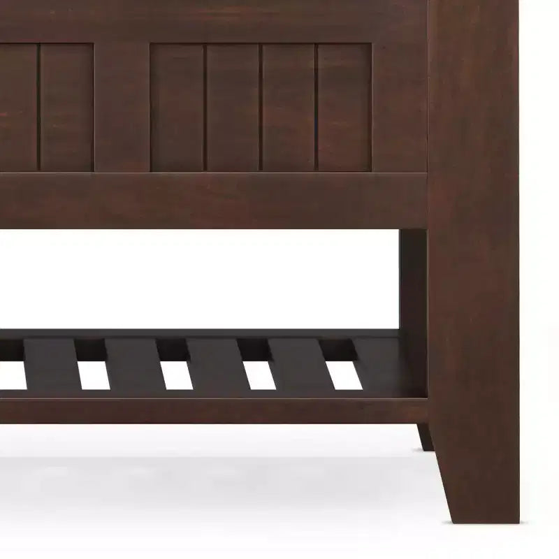 WyndenHall 48" Normandy Transitional Solid Wood Entryway Storage Bench with Shelf Brunette Brown: Foyer Bench, Shoe Organizer