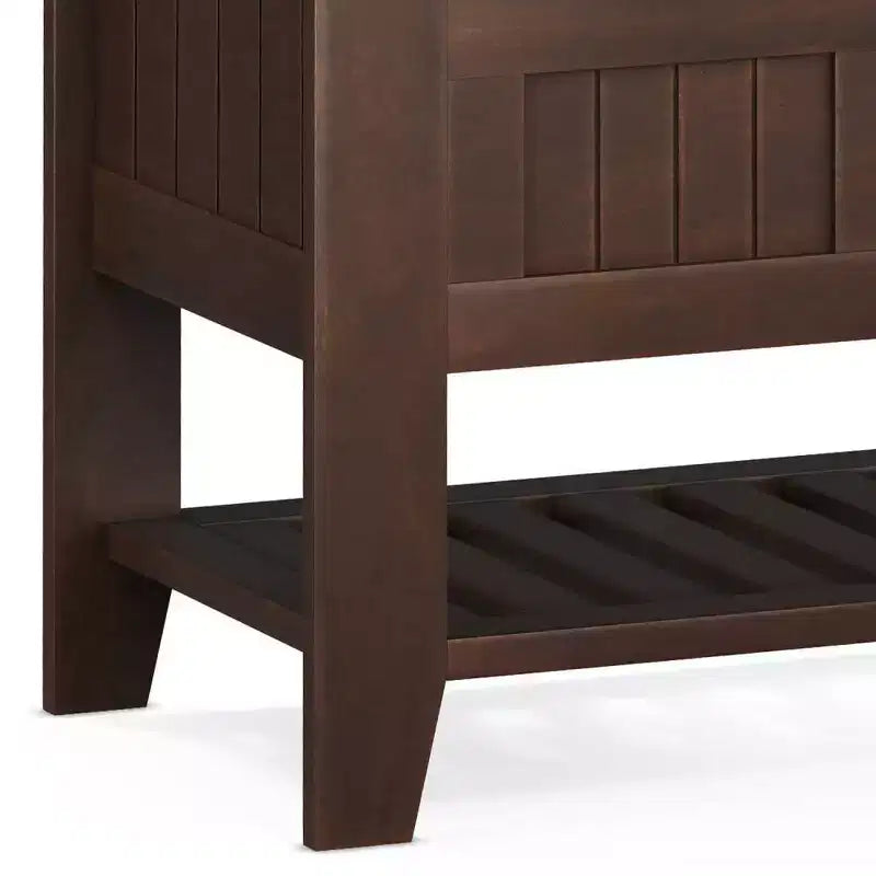 WyndenHall 48" Normandy Transitional Solid Wood Entryway Storage Bench with Shelf Brunette Brown: Foyer Bench, Shoe Organizer