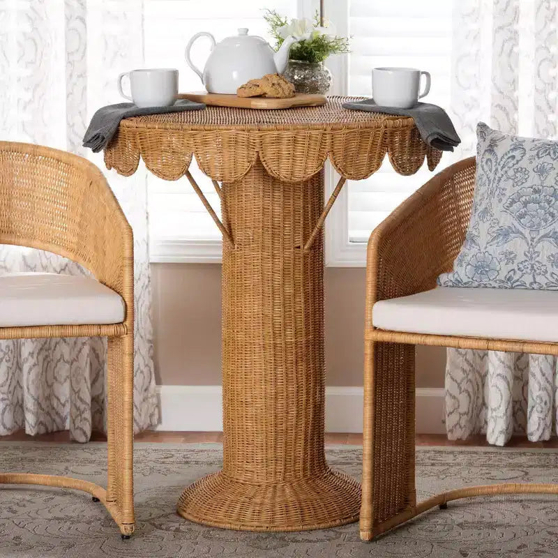 bali & pari Pabla Rattan Scalloped Accent Table Light Honey