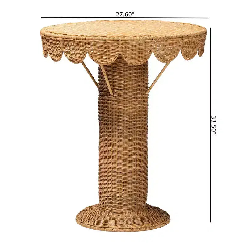bali & pari Pabla Rattan Scalloped Accent Table Light Honey