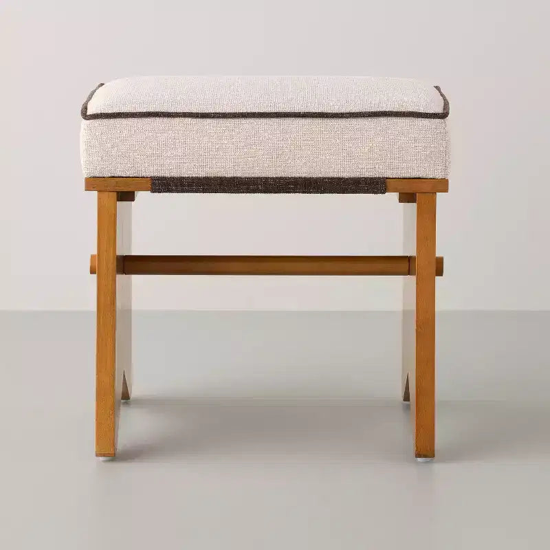 Upholstered Mid Century Ottoman Cream - Hearth & Hand™ with Magnolia