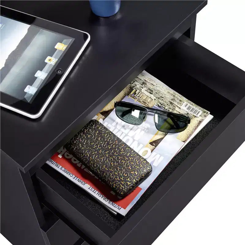 Yaheetech Simple 3-Drawer Vertical with 3 Drawers and Charging Station, Black
