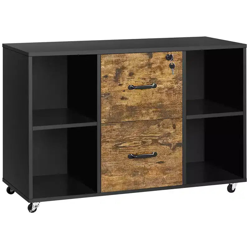 Yaheetech Vintage File Cabinet with 2 Drawers and Storage Shelves for Home, Office