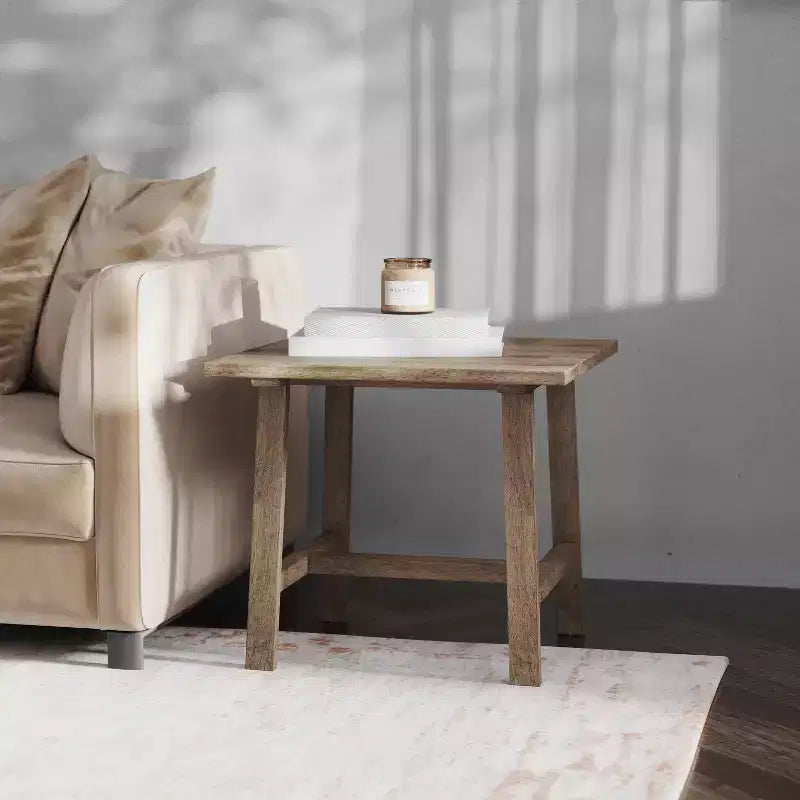 Emma and Oliver Solid Wood Farmhouse Trestle End Table