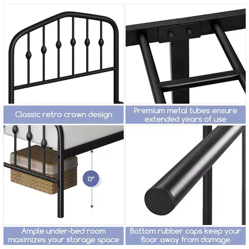 Yaheetech Modern Metal Bed Frame with Arched Headboard