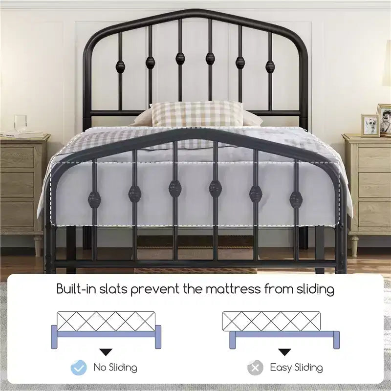Yaheetech Modern Metal Bed Frame with Arched Headboard