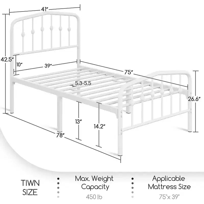 Yaheetech Modern Metal Bed Frame with Arched Headboard