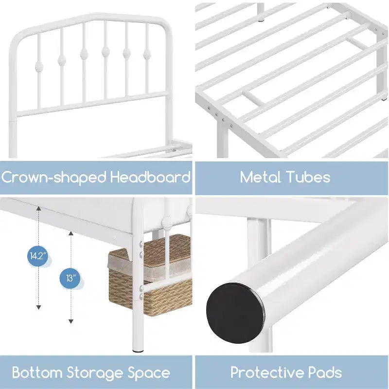 Yaheetech Modern Metal Bed Frame with Arched Headboard