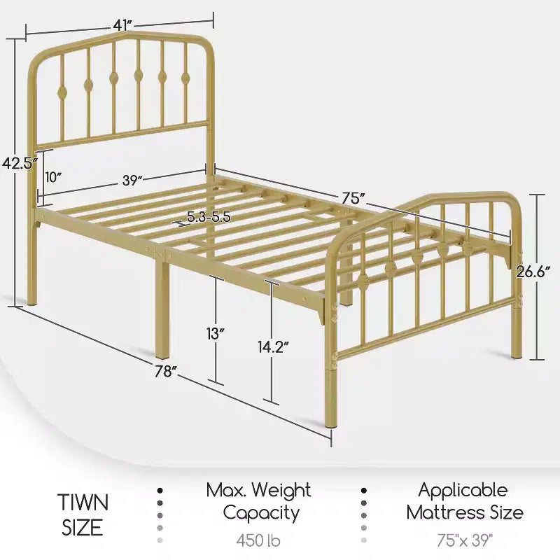 Yaheetech Modern Metal Bed Frame with Arched Headboard
