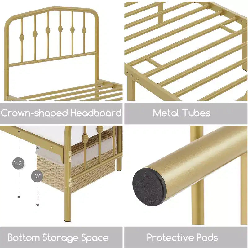 Yaheetech Modern Metal Bed Frame with Arched Headboard