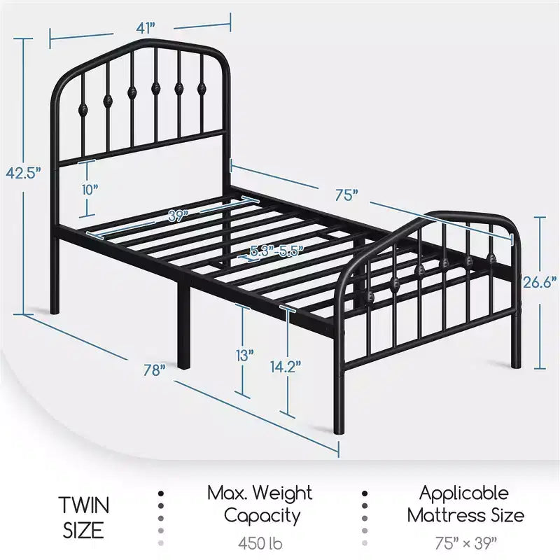 Yaheetech Modern Metal Bed Frame with Arched Headboard