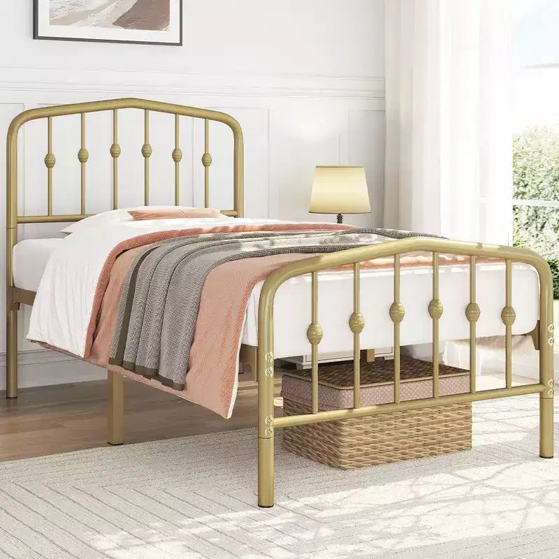 Yaheetech Modern Metal Bed Frame with Arched Headboard