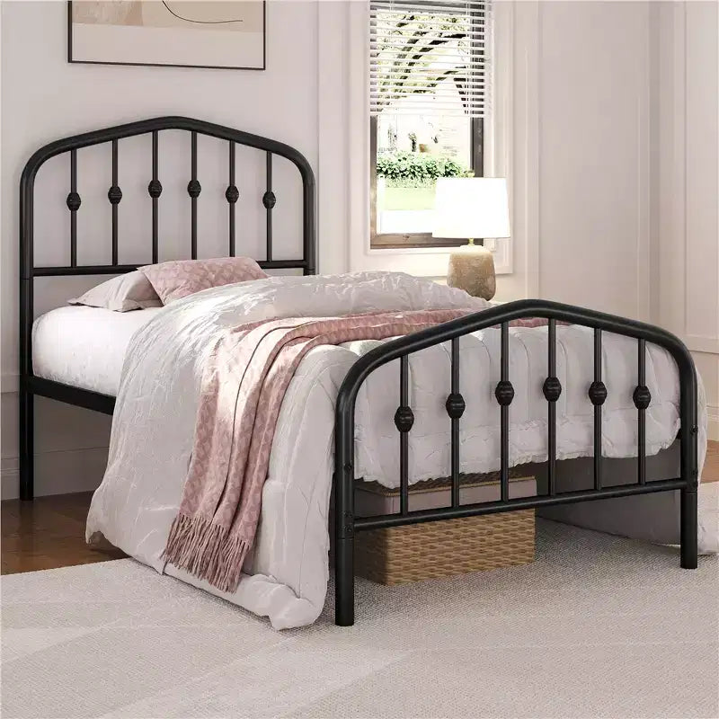Yaheetech Modern Metal Bed Frame with Arched Headboard