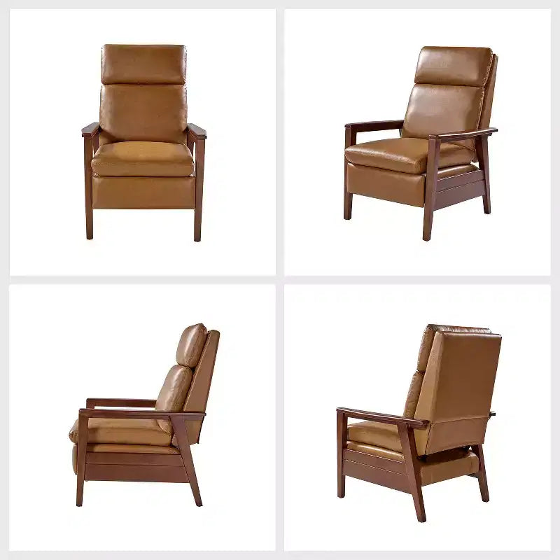 Justus Mid-Century Modern Vegan Leather Solid Wood Recliner|ART OF LIVING DESIGNS