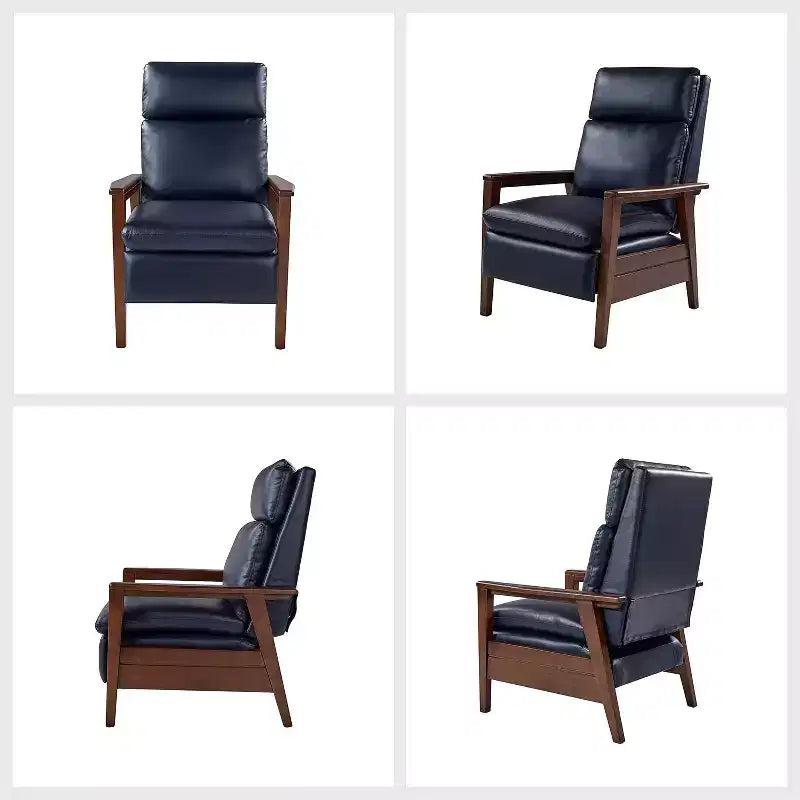 Justus Mid-Century Modern Vegan Leather Solid Wood Recliner|ART OF LIVING DESIGNS