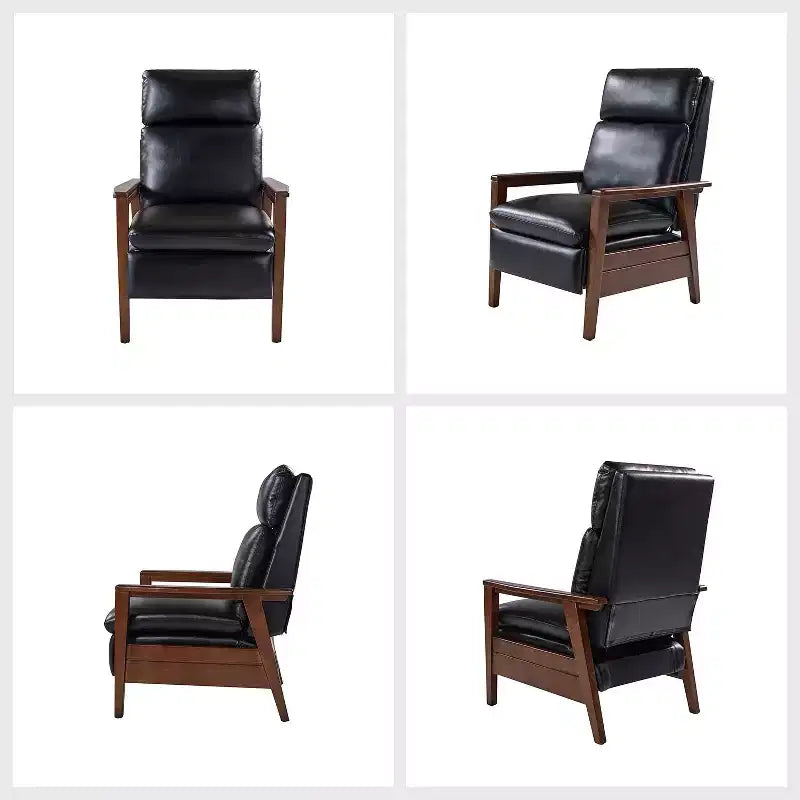 Justus Mid-Century Modern Vegan Leather Solid Wood Recliner|ART OF LIVING DESIGNS