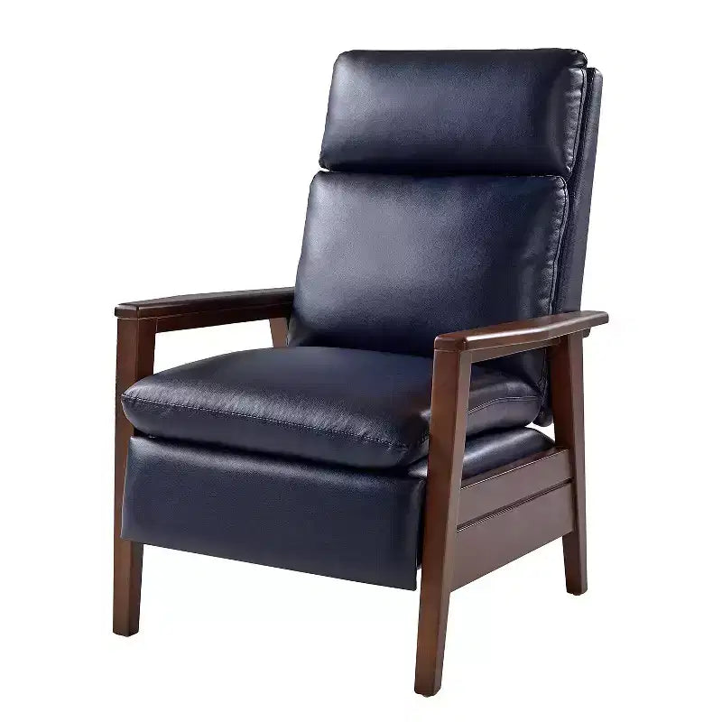 Justus Mid-Century Modern Vegan Leather Solid Wood Recliner|ART OF LIVING DESIGNS