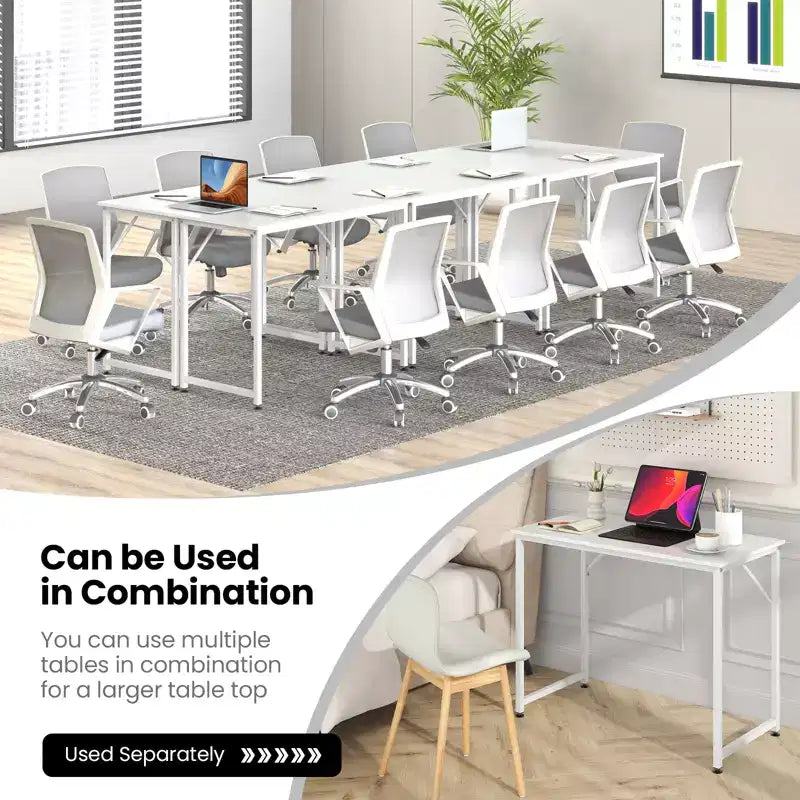 Costway Set of 2 / 4 /6 Conference Tables Rectangular Meeting Room Table for School or College Boardroom Desk Study Computer Desk White / Black