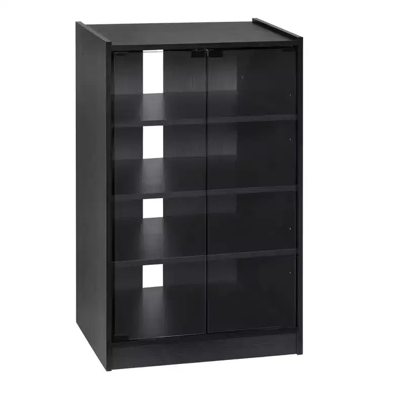 HOMCOM 5-Tier Media Stand Cabinet with 3-Level Adjustable Shelves, Tempered Glass Doors, and Cable Management