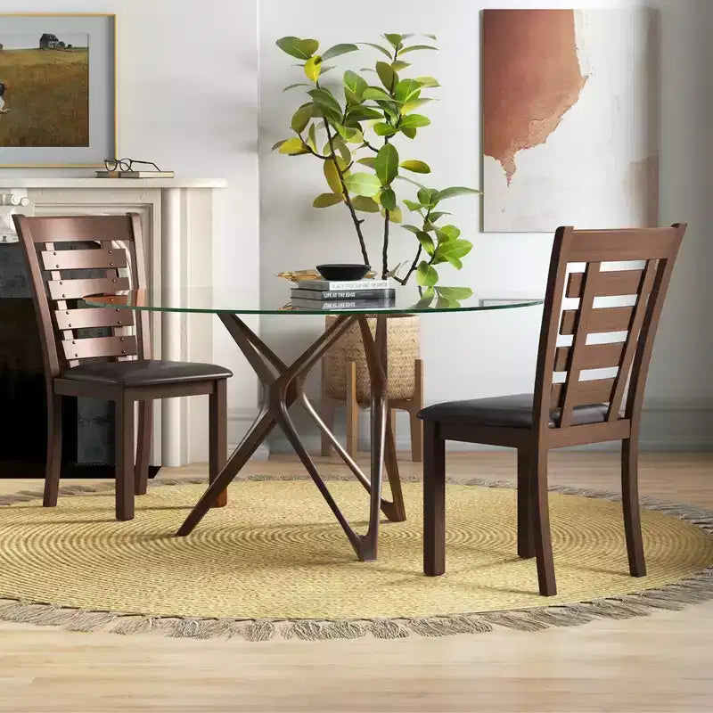 Costway Wooden Dining Chairs Set of 2/4 with Upholstered Seat & Rubber High Back Brown