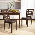 Costway Wooden Dining Chairs Set of 2/4 with Upholstered Seat & Rubber High Back Brown