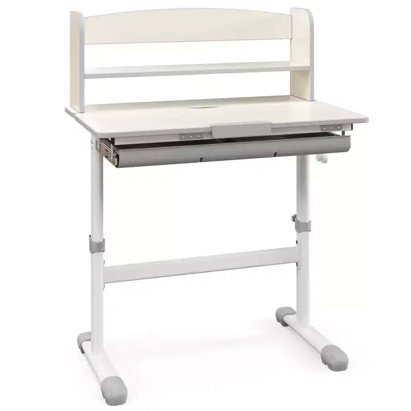 Costway Kids Study Desk with 7-Level Tiltable Desktop Adjustable Height Pull Out Drawer Blue/Grey/Pink