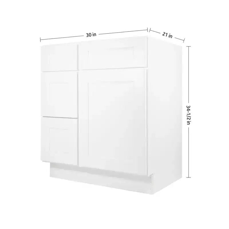 HOMLUX Easy-DIY Combo Bases - Bath Vanity Cabinet without Top in Shaker White