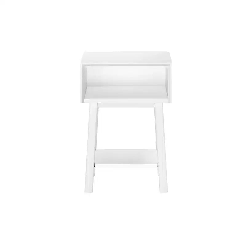 Plank+Beam Mid - Century Modern Nightstand with Cubby Shelf, Solid Wood Bedside Table for Bedroom