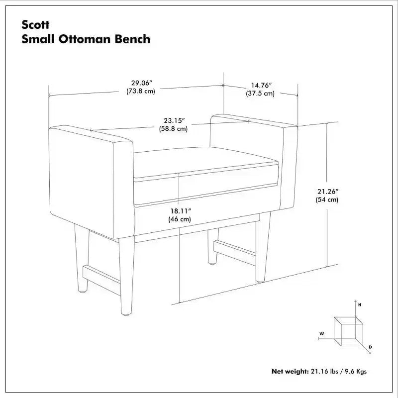WyndenHall Highbridge Small Ottoman Bench