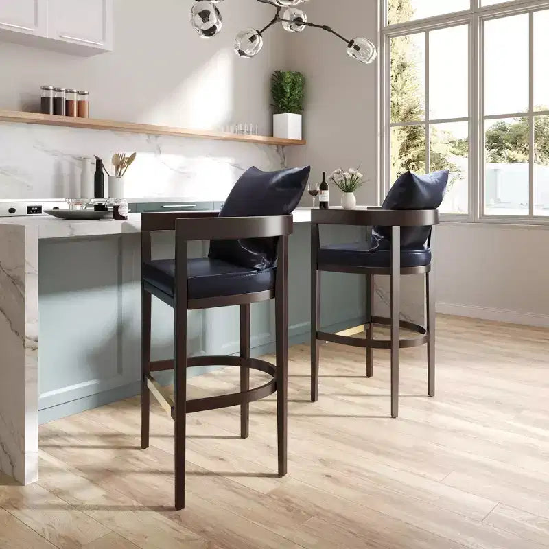 Set of 2 Ritz Upholstered Beech Wood Counter Height Barstools - Manhattan Comfort