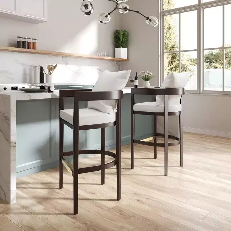 Set of 2 Ritz Upholstered Beech Wood Counter Height Barstools - Manhattan Comfort