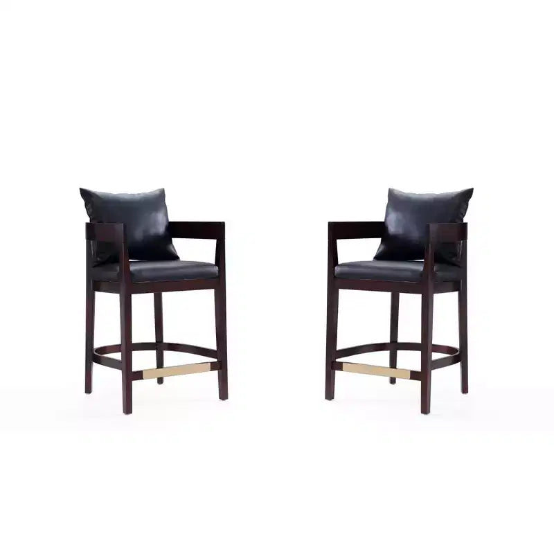 Set of 2 Ritz Upholstered Beech Wood Counter Height Barstools - Manhattan Comfort